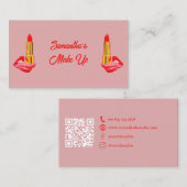 Roter Lipstick am Zungenrosa mit Individuelle Name Visitenkarte (Vorne/Hinten)
