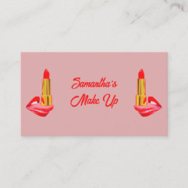 Roter Lipstick am Zungenrosa mit Individuelle Name Visitenkarte