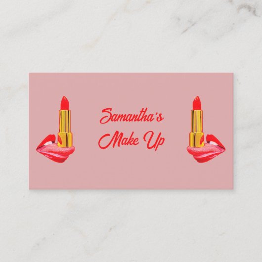 Roter Lipstick am Zungenrosa mit Individuelle Name Visitenkarte (Vorderseite)