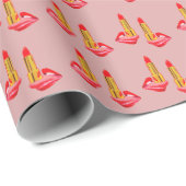 Roter Lipstick auf der Zunge Geschenkpapier (Rolleneckpunkt)