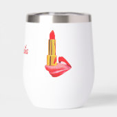 Roter Lipstick auf der Zungenschwarz mit Individue (Rückseite)