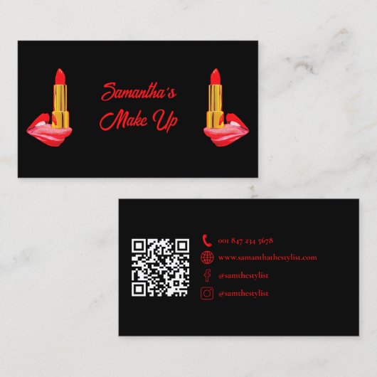 Roter Lipstick auf der Zungenschwarz mit Individue Visitenkarte (Vorne/Hinten)