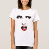 Roter Lipstick Dark Mit Augen Weibchen Make-up Sch T-Shirt (Vorderseite)