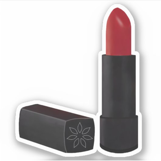 Roter Lipstick in Schwarz Aufkleber (Vorderseite)