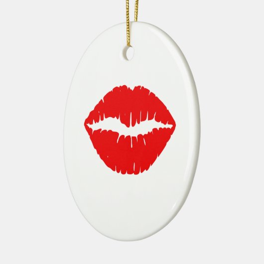 Roter Lipstick Keramik Ornament (Links)
