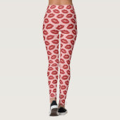 Roter Lipstick Kiss Muster auf rosa Leggings (Rückseite)