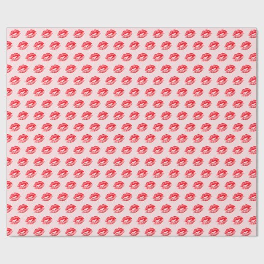 Roter Lipstick küsst pink Geschenkpapier (Flach)