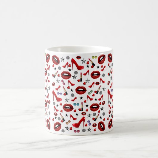 Roter Lipstick Lippen Heelse Tasse (Mittel)