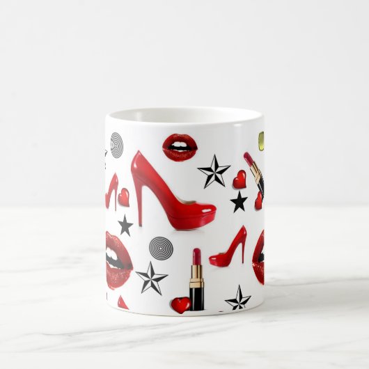 Roter Lipstick Lippen Heelse Tasse (Mittel)