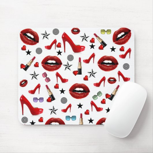 Roter Lipstick Lips Heelse Maus Pad! Mousepad (Mit Mouse)