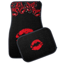 Roter Lipstick Lips Monogramm-Initialen für Black 