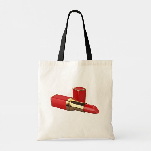 Roter Lipstick Makeup Tote Bag Tragetasche (Rückseite)