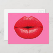 Roter Lipstick mit großen Pop-Kunstlippen auf gürt Postkarte (Vorne/Hinten)