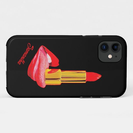 Roter Lipstick mit Personalisierung Case-Mate iPhone Hülle (Rückseite (Horizontal))