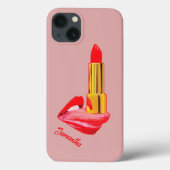 Roter Lipstick mit Personalisierung Case-Mate iPhone Hülle (Rückseite)