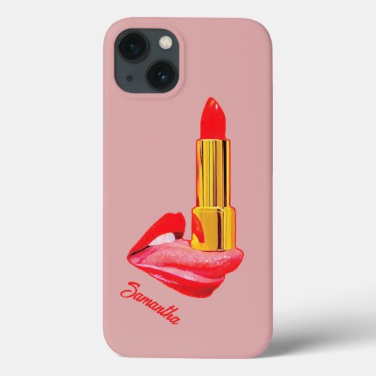 Roter Lipstick mit Personalisierung Case-Mate iPhone Hülle (Rückseite)
