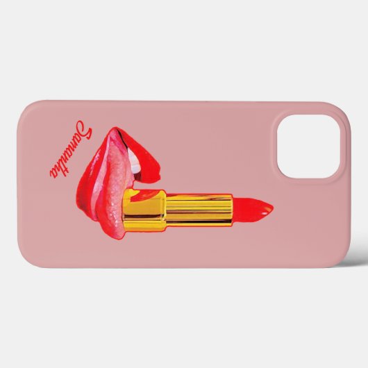 Roter Lipstick mit Personalisierung Case-Mate iPhone Hülle (Rückseite (Horizontal))