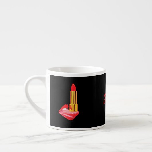 Roter Lipstick mit Personalisierung Espressotasse (Links)