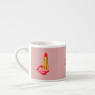 Roter Lipstick mit Personalisierung Espressotasse