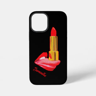Roter Lipstick mit Personalisierung iPhone 12 Mini Hülle