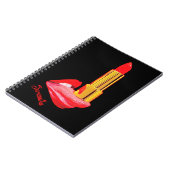 Roter Lipstick mit Personalisierung Notizblock (Linke Seite)