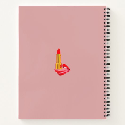 Roter Lipstick mit Personalisierung Notizblock (Rückseite)