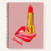 Roter Lipstick mit Personalisierung Notizblock (Vorderseite)