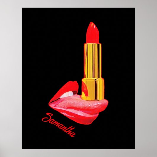 Roter Lipstick mit Personalisierung Poster (Vorne)