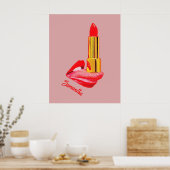 Roter Lipstick mit Personalisierung Poster (Küche)