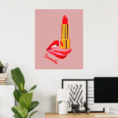 Roter Lipstick mit Personalisierung Poster (Heimbüro)
