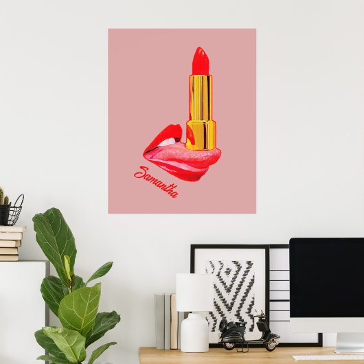 Roter Lipstick mit Personalisierung Poster (Heimbüro)