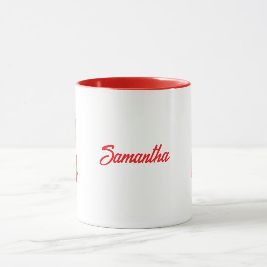 Roter Lipstick mit Personalisierung Tasse (Zentrum)