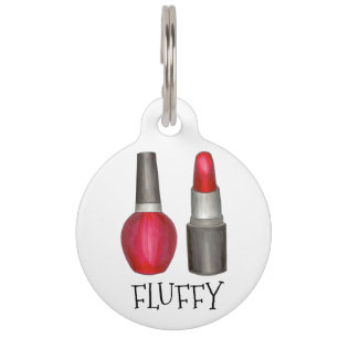 Roter Lipstick Nail Polnisch Makeup Beauty Dog Tag Haustiermarke