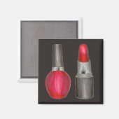 Roter Lipstick Nail Polnischer Makeup Valentiner M Magnet (Vorderseite/Rückseite)