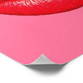 Roter Lipstick Pop Lippen auf gürtelrosa Poster (Ecke)