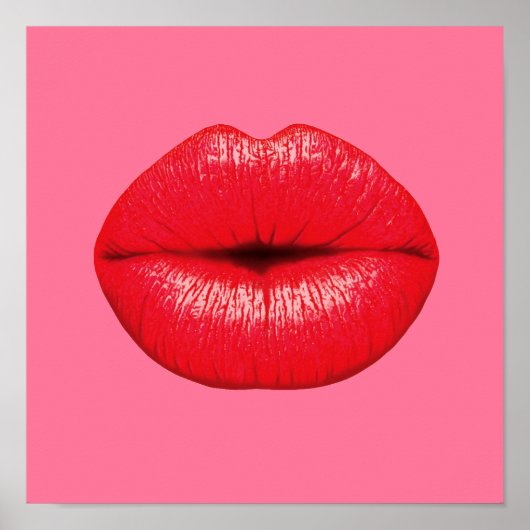 Roter Lipstick Pop Lippen auf gürtelrosa Poster (Vorne)