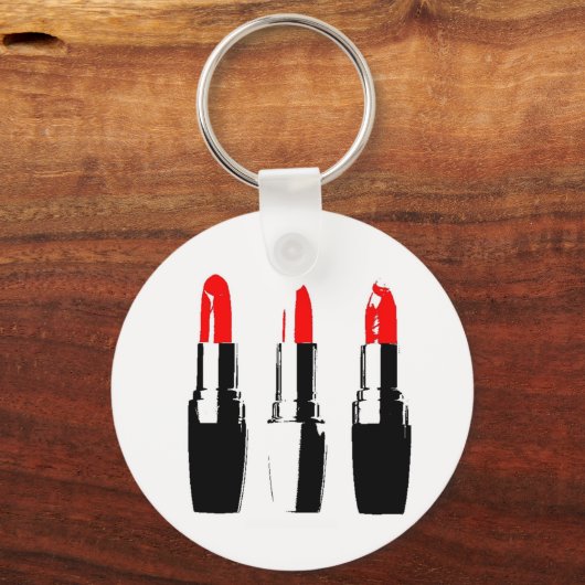 Roter Lipstick Tubes Schlüsselanhänger (Vorderseite)