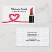 Roter Lipstick und ein Herz-Makeup-Künstler Visitenkarte (Vorne/Hinten)