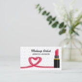 Roter Lipstick und ein Herz-Makeup-Künstler Visitenkarte (Stehend Vorderseite)