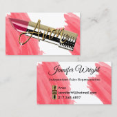 Roter Lipstick und Gold Visitenkarte (Vorne/Hinten)