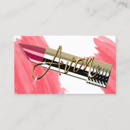 Roter Lipstick und Gold Visitenkarte