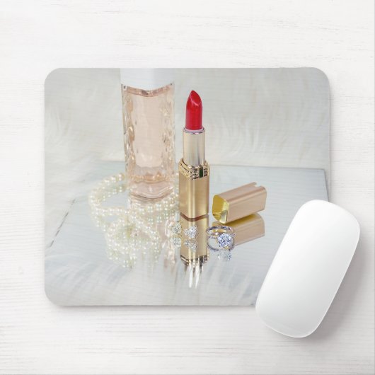 Roter Lipstick und Schmuck Mousepad (Mit Mouse)
