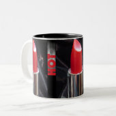 Roter Lipstick Zweifarbige Tasse (Vorderseite Links)