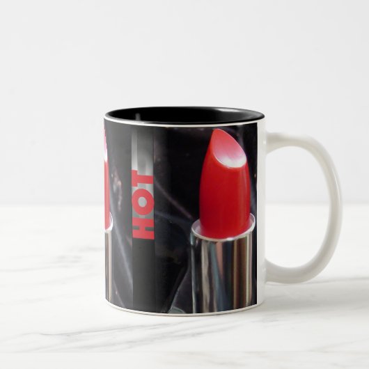 Roter Lipstick Zweifarbige Tasse (Rechts)
