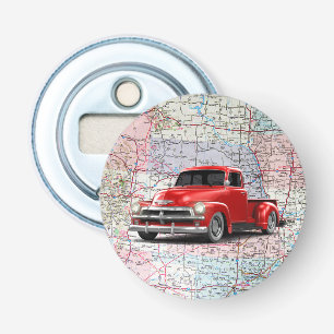 Roter LKW auf der Roadmap Flaschenöffner
