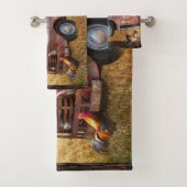 Roter LKW Farm Field Rooster Hen Badhandtuch Set (Insitu)