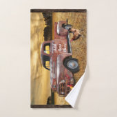 Roter LKW Farm Field Rooster Hen Badhandtuch Set (Handtuch)