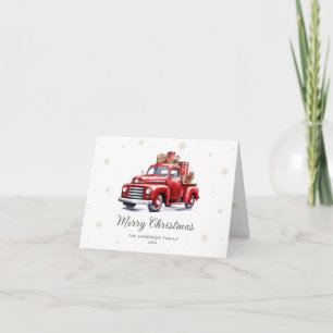 Roter LKW Foto Wasserfarbe Frohe Weihnachten