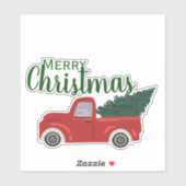 Roter LKW frohe Weihnachten Aufkleber (Blatt)