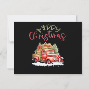 Roter LKW Frohe Weihnachten Baum Santa Süß Vintage Save The Date